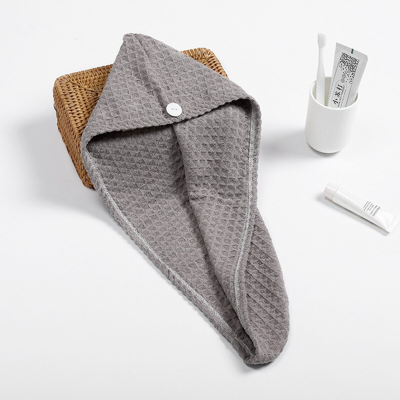 1pcs white waffle fabric After Shower Hair Drying Wrap Towel Quick Dry Hair Hat Cap Turban Head Wrap Bathing Tool: shenghuise