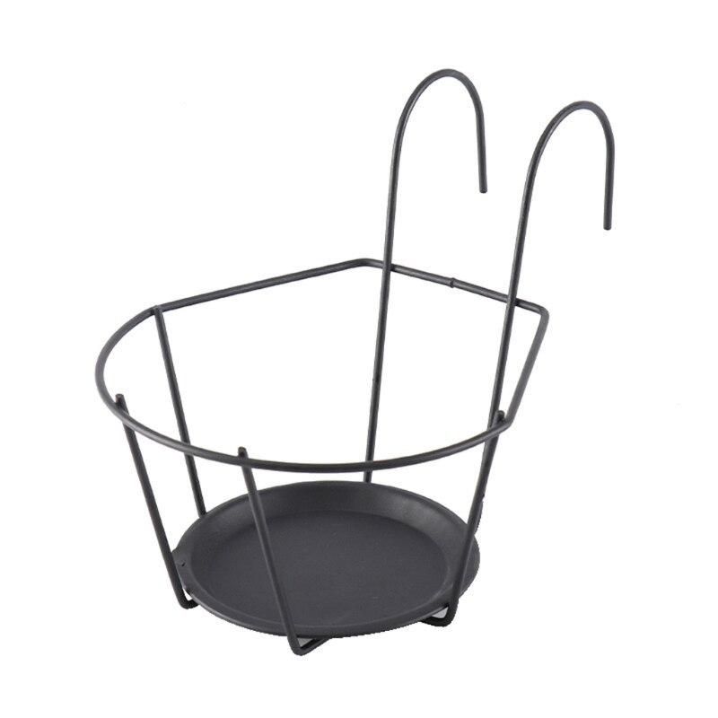 Iron Art Hanging Basket Flower Pot Holder Over The Rail Fence Planter Hangers GXMA: 02