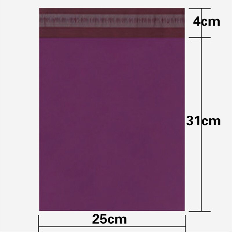 50 st/lot lila tjocka påsar expressbud påsar självförslutande självhäftande vattentät plast poly kuvert postpåsar: 25 x 35 cm 50 st