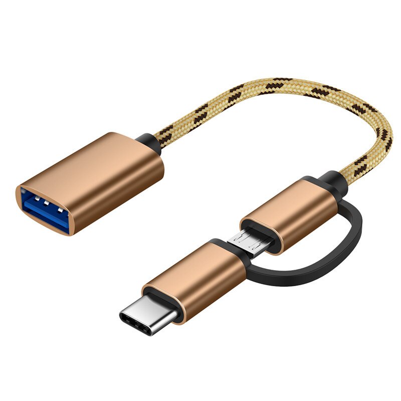 2 In 1 Type-C Micro Usb Naar Usb 3.0-Interface Otg Adapter Kabel Interface Converter Micro Usb Adapter type-C Adapter Datum Kabel: Golden