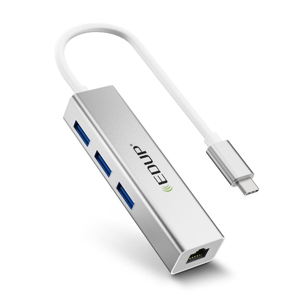 EDUP USB C HUB 1000Mbps 3 Ports USB 3.0 Type C HUB USB to Rj45 Gigabit Ethernet Adapter for MacBook Laptop Computer Accessories