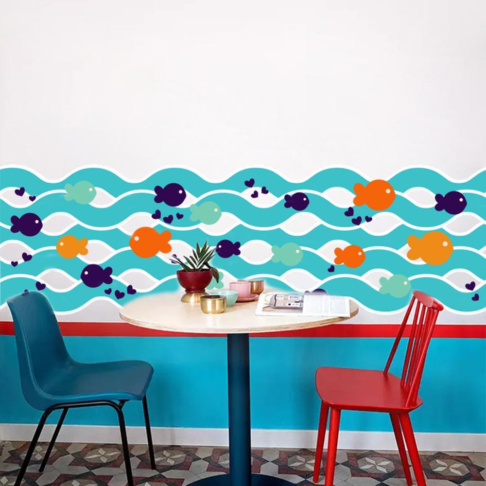 Cartoon fish stickers Home Decoration Underwater Scenery Mural Art Bathroom Kitchen Decor Decals