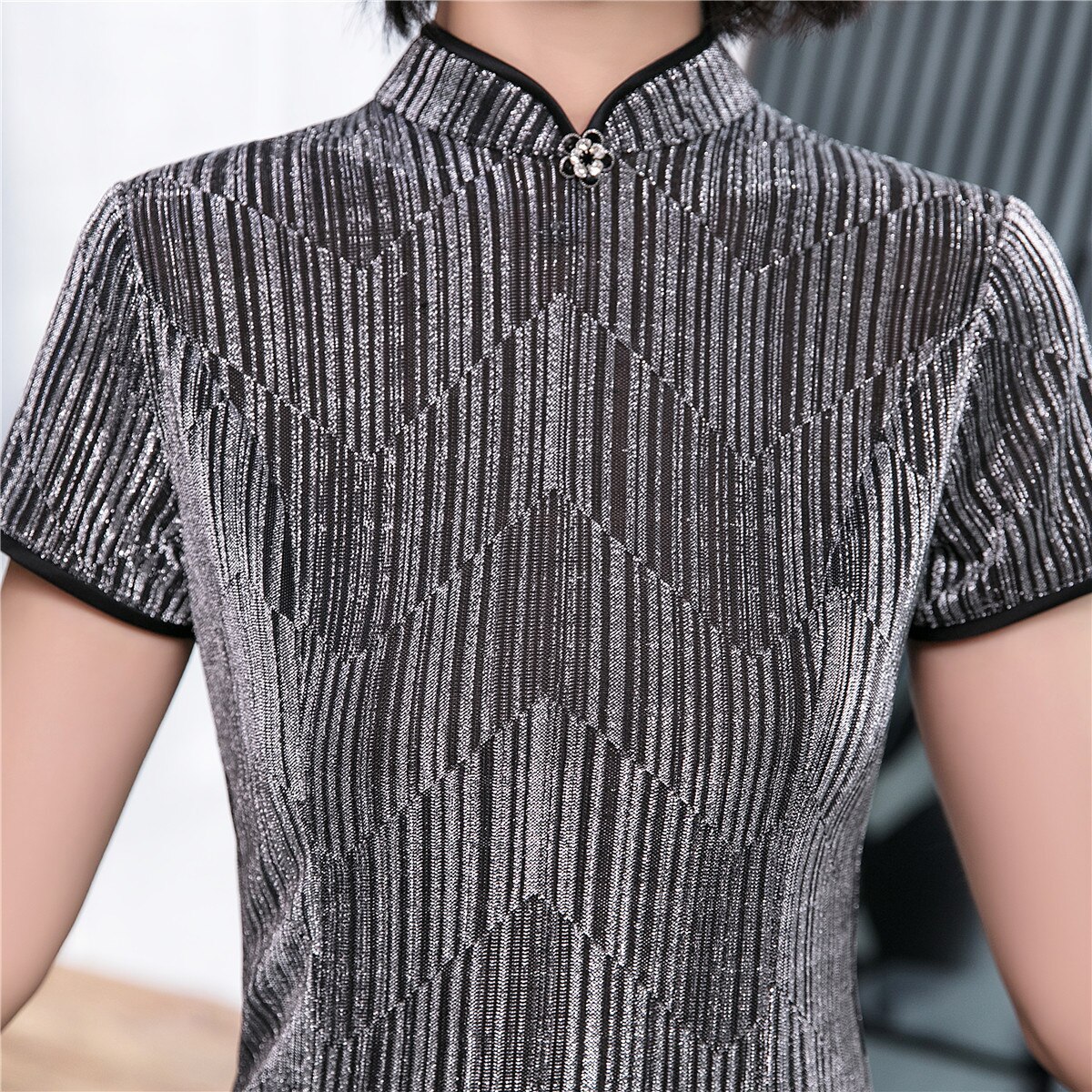 Shanghai Story Long Cheongsam Sequins Qipao High Split Chinese Traditional Dress 2 Color