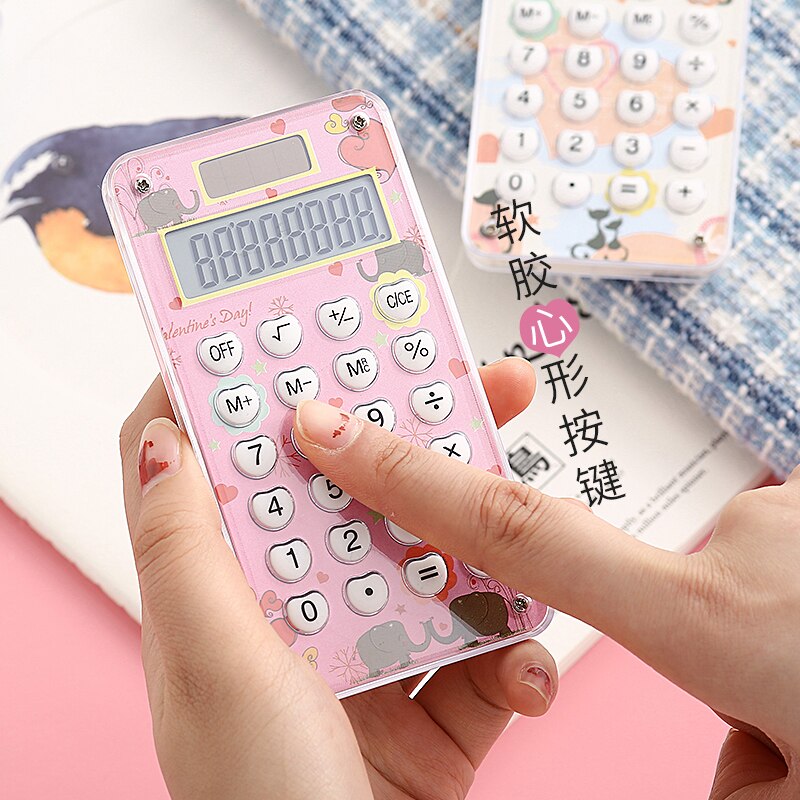 M & g 8- cifret mini lommeregner sød koreansk slik farve bærbar sol moderne lommeregner videnskabelig calculater skoleeksamen