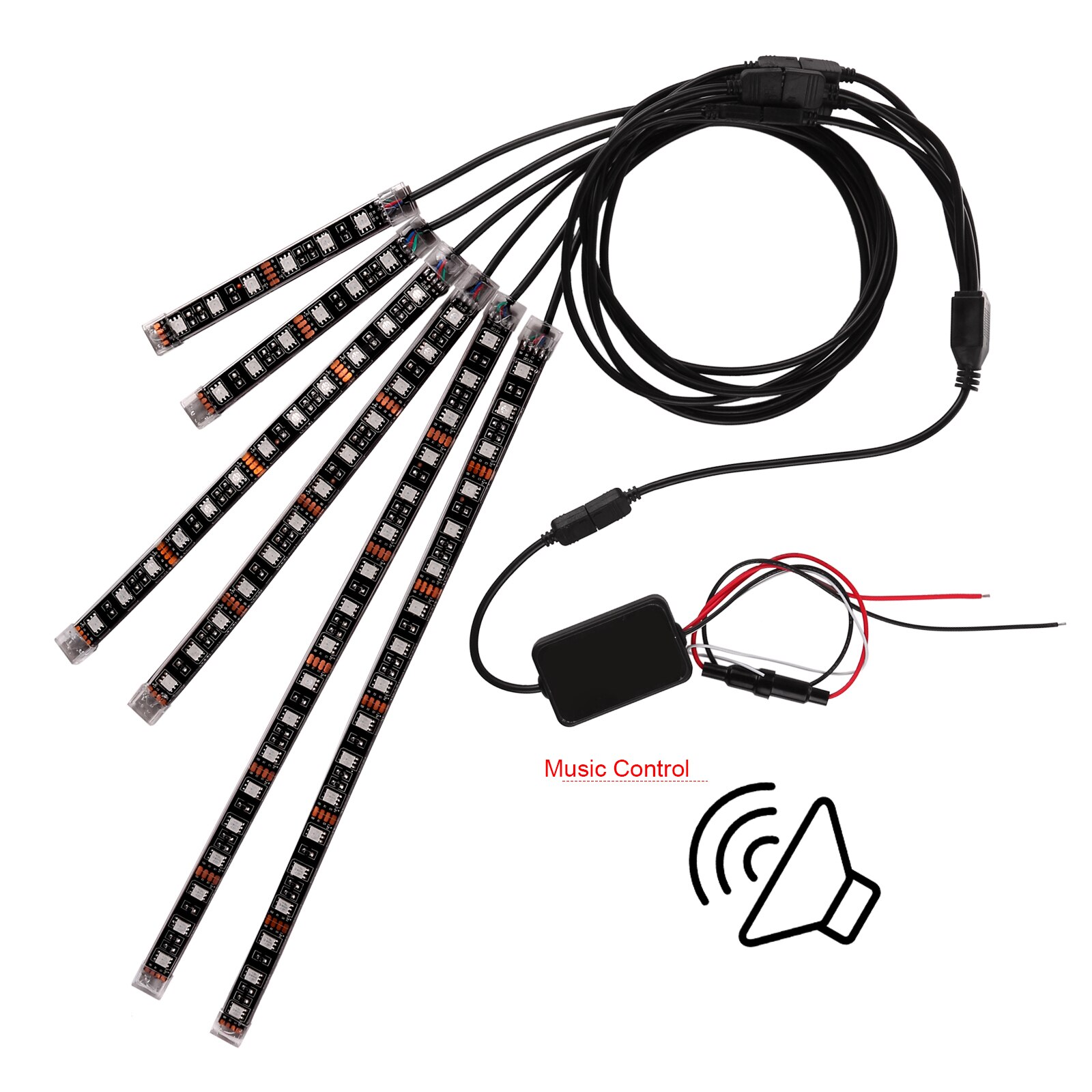 Bande lumineuse néon pour moto, 72 LED, Flexible, 6 pièces, étanche à la chaleur, lumières scintillantes, 5050SMD, contrôle vocal, Kit LED