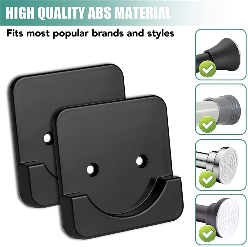 2 Stuks Douchegordijn Staaf Mount Houder Universele Voor Muur Lijm Douche Staaf Spanning Retainer Geen Boren Stok Op Schroef fixatie