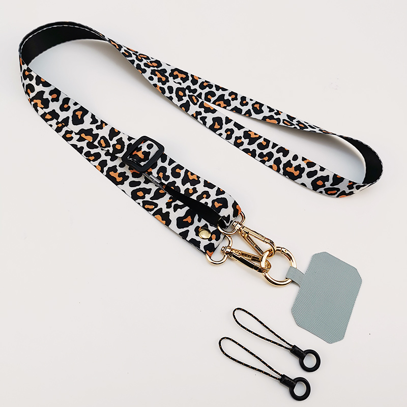 Leopard Print Crossbody Smycz do telefonu komórkowego Pasek na szyję Smycze do telefonu komórkowego Łańcuszek z uniwersalną uszczelką do wszystkich etui na telefon: Niebieski/zielony