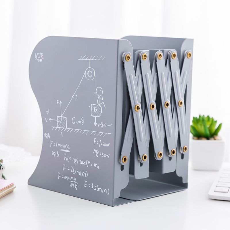 OOTDTY Reggilibri in Metallo A Scomparsa Supporto di Mensola Supporto Del Basamento Regolabile Porta Libro Ufficio: grigio