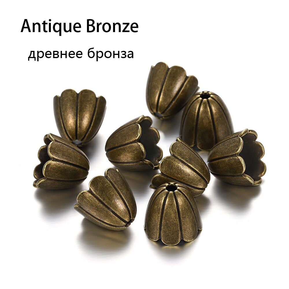 2 sztuk/partia Alloy starożytny złoty różne kształty kwiat koraliki czapki zaślepka złącza dla DIY kolczyki tworzenia biżuterii Accessroies: Bronze 2