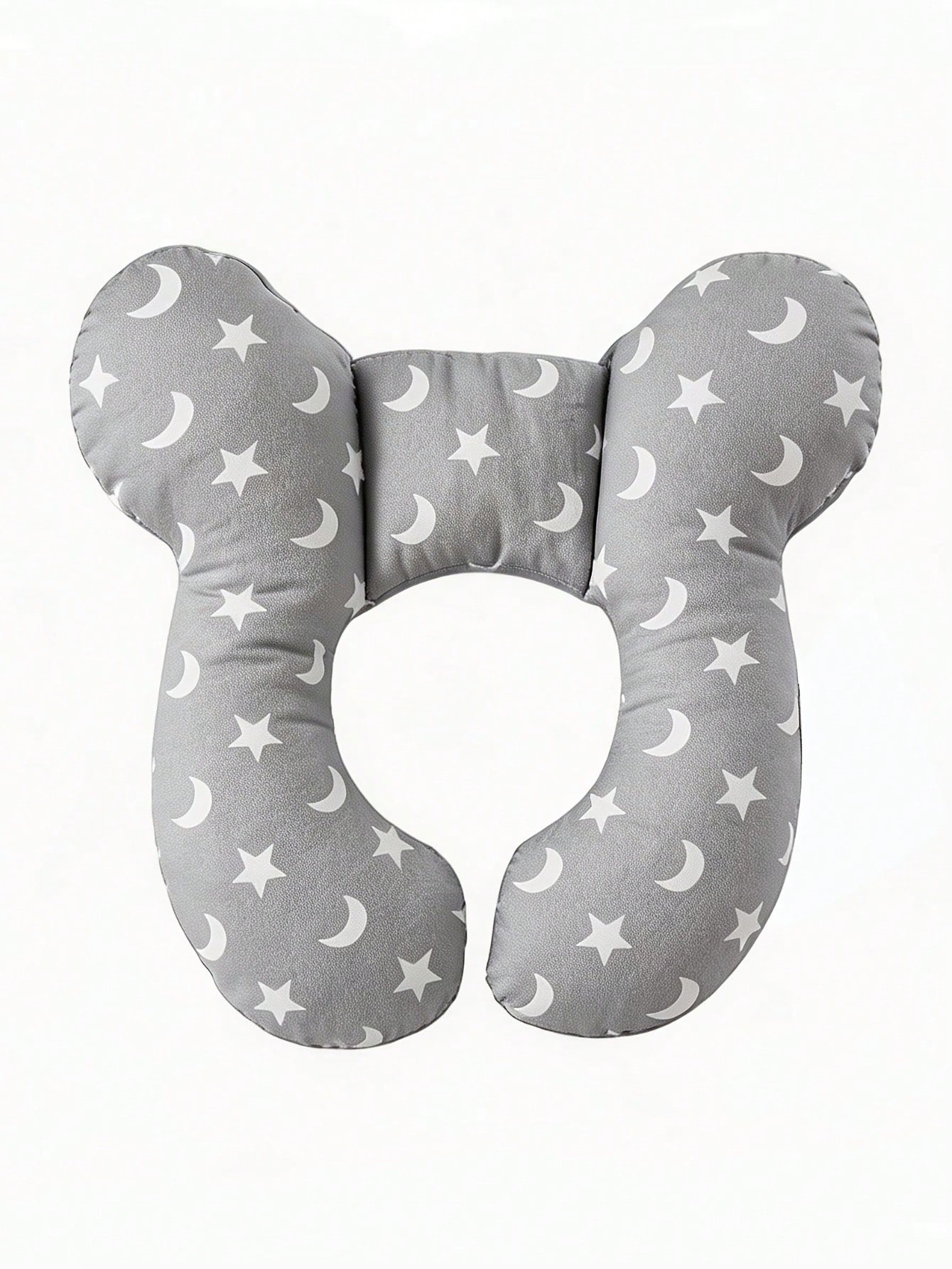Cuscino a forma di U per bambini, cuscino da viaggio per neonati, motivo a cartoni animati morbido, traspirante e carino, cuscino morbido per il supporto della testa del bambino, adatto per seggiolini auto, passeggini e viaggi: Grigio