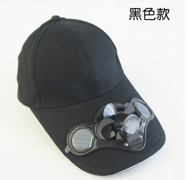 Hoed met ventilator zonne-energie camping cap ventilator baseball hoed cooling fan cap zomer hoeden voor vrouwen chapeau femme: Black