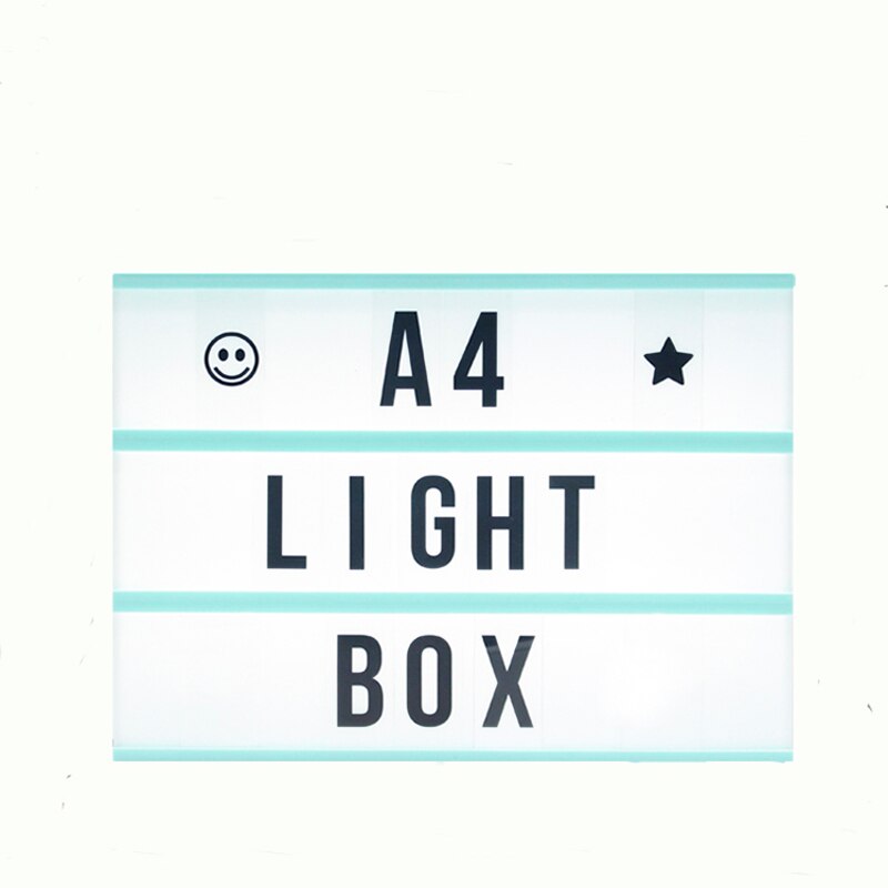 A4 Size LED Light DIY Zwarte Kaarten Letters Licht Ues 3AA BATTERIJ of USB-POORT Aangedreven Cinema lightbox