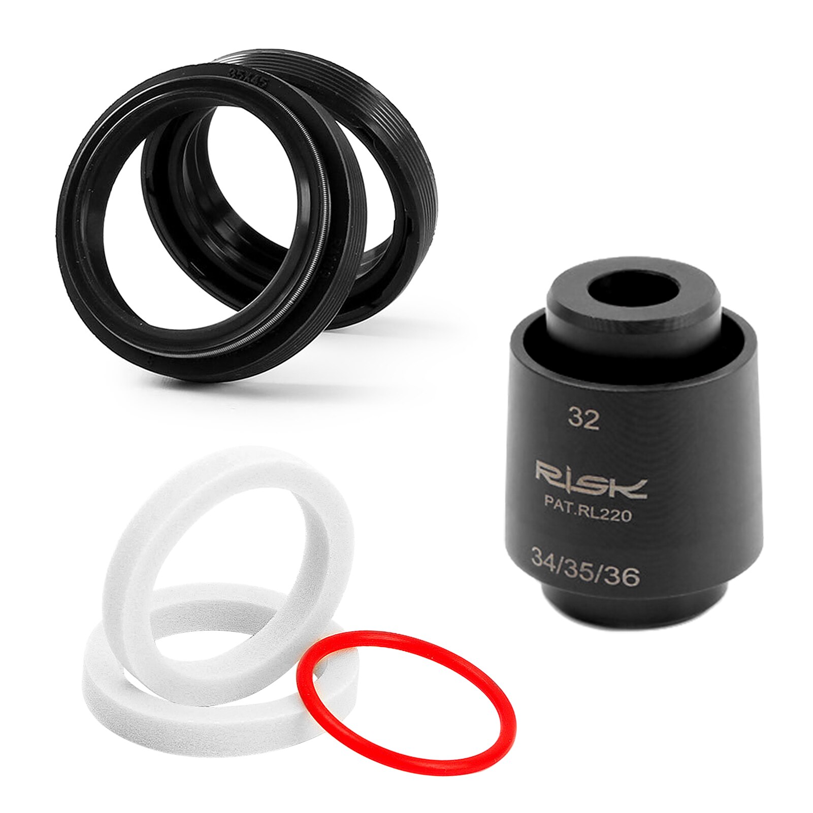 32mm Dust Wiper Kit with Installation Tool Bicycle Fork Dust Seal Foam Ring Kit 4 Set 1 Dust Sealing Tools: 35mm Type B