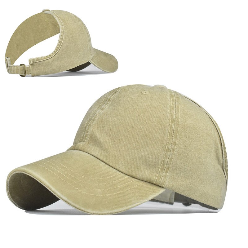 Hestehale lue halvtopp baseball cap kul solskjerm solkrem hestehale lue ensfarget sommer utendørs sport kasket: Khaki