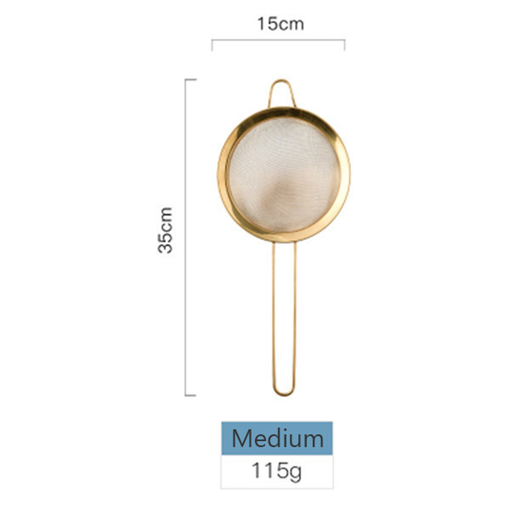 Stainless Steel Fine Mesh Oil Strainer Golden Flour Sifter Sieve Colanders Flour Coffee Mesh Filter Baking Tools Kitchen Bakware: Gold-15CM