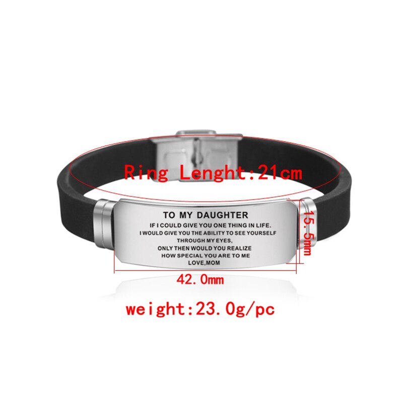 FIMAODZ To My Daughter Bracelet How Special You Are To Me Love You Black Silicone Bangle Bracelets for Girls Kids Birthday