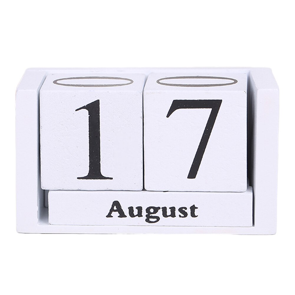 Diy træ kalender måned dato display stue planlægger hjemmekontor indretning skrivebord dekoration genanvendelig træ blok skrivebord