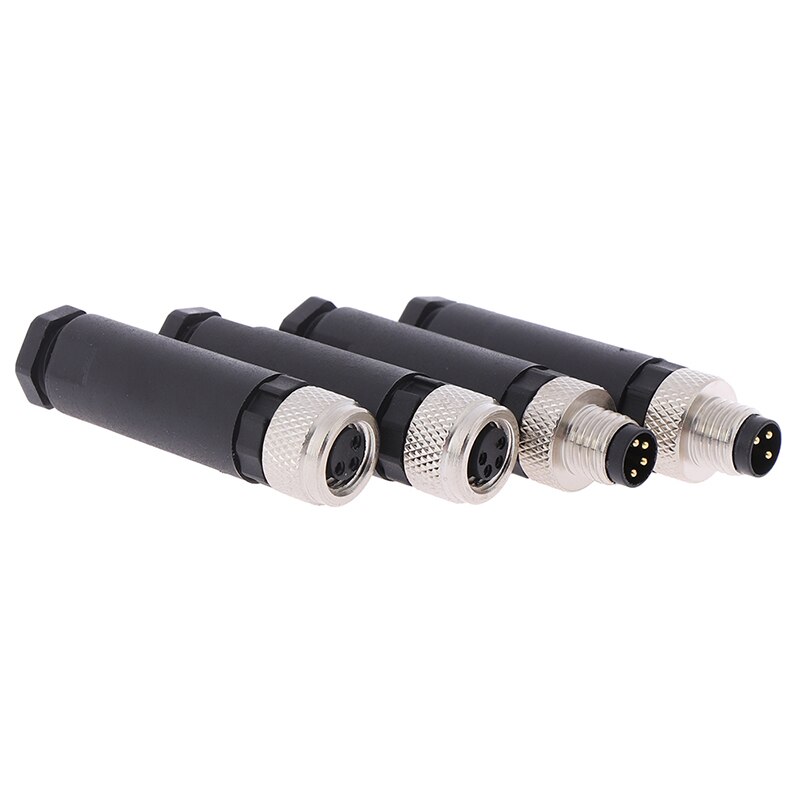 1Stck M8 Sensor Stecker Wasserdicht männlich & weiblich Stecker Gerade Winkel Schraube Gewinde Kupplung 3Stift 4 Stift
