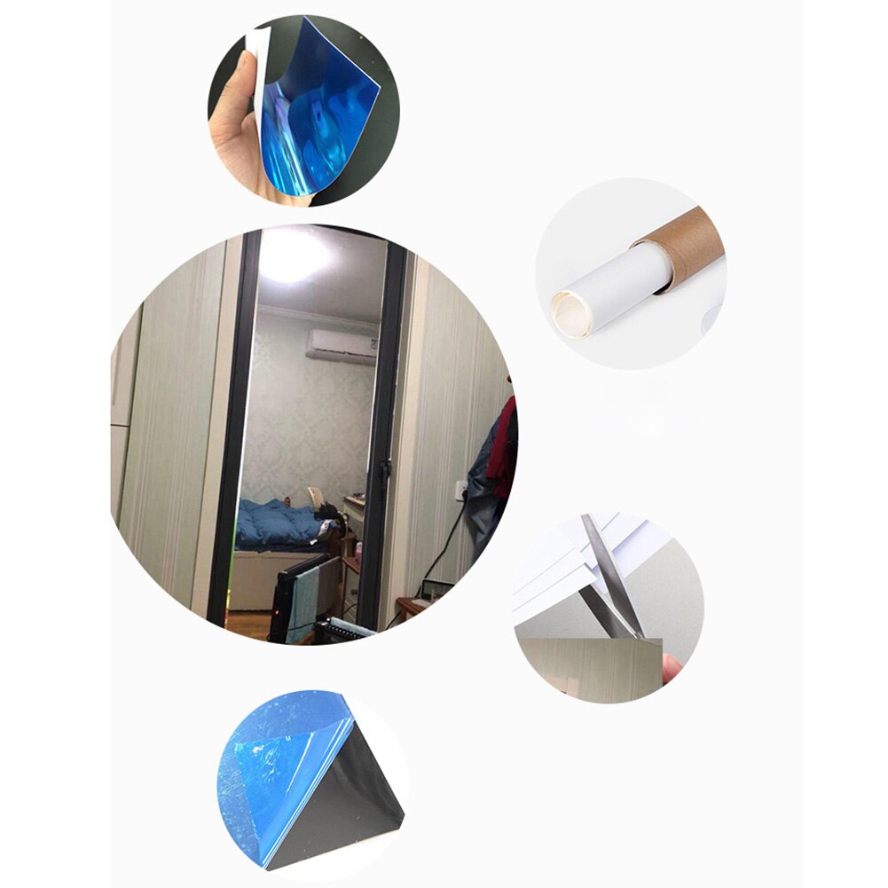 Rectangle Self Adhesive Mirror Wall Sticker Mirror Foil Bathroom 50X100CM Tiles Supplies Art PVC Adhesive Mirror Sticker