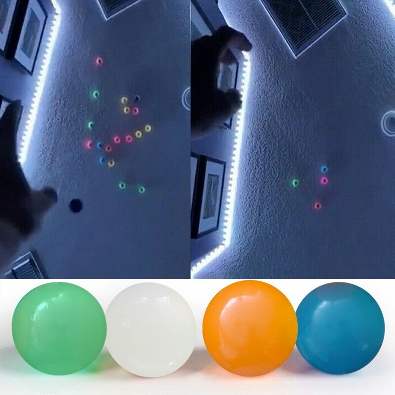 Stick Wall Ball Stress Relief Ceiling Balls Squash Ball Globbles Decompression Toy Sticky Target Ballceiling Light Ball