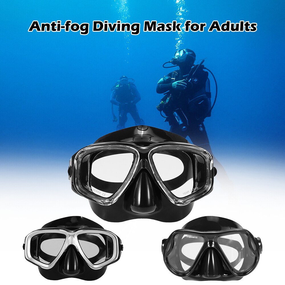Voksne dykkermaske dykkermaske undervanns snorkelsett anti-tåke snorkelbriller svømmemaske glass menn kvinner dykkebriller