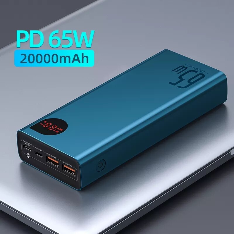 Baseus 20000mah power bank 22.5w/65w pd qc 3.0 carregamento rápido powerbank portátil carregador externo para smartphone tablet portátil