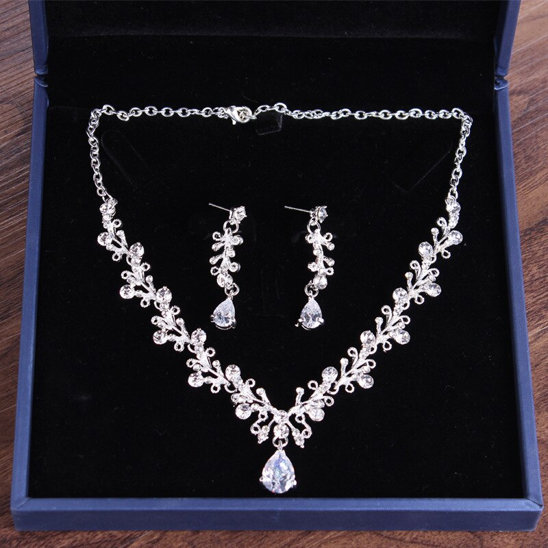 Luxus frauen Party abend halskette Tiara ohrringe schmuck setzt frauen Hochzeit Zubehör für bräute