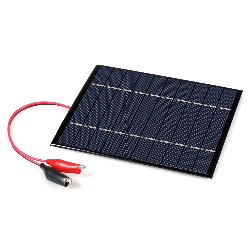 2.5w 5v polykrystallinsk silicium solpanel med alligator clips solcelle til gør-det-selv strømoplader