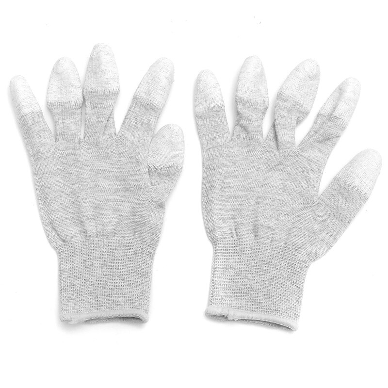1 par antistatiske esd sikre handsker antistatiske anti-skrid pu finger top coated til elektronisk reparation