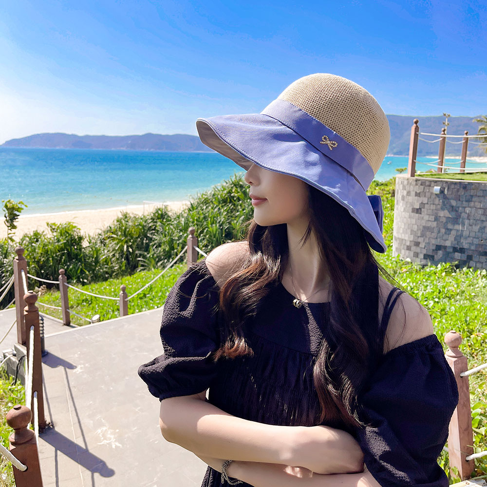 2022 Zomer Hoeden Caps Vrouwen Strooien Hoed Dames Hoed Strand Accessoires Chirurgische Caps Vrouw Mannen Hoeden Wandelen Hoed Zon cap Bruid Hoed: Sky Blue