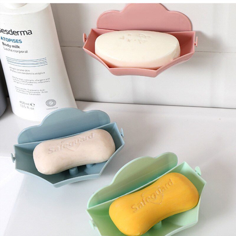 1Pc Cloud Zeephouder Wall Mounted Opknoping Badkamer Douche Zeepbakje Douche Platen Zeep Opslag Afvoer Plastic Zeepbakje rack