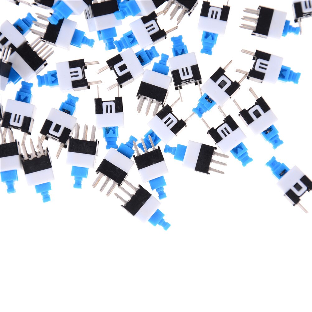 50PCS 6Pin Push Tactile Power Micro Switch Self Lock On/Off Button Latching Switch Electronic 7X7mm 7*7mm