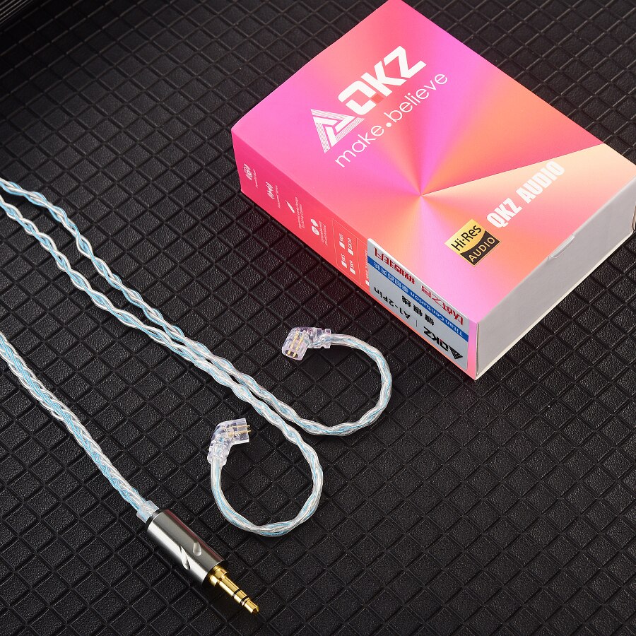 QKZ T1 Earphone Update Cable 3.5mm jack QDC 0.75mm Connector Wired Headphones For ZXN ZXT VK4 ZX2 ZAX2 KZ EDX ZSN Pro X TRN MT1: Blue