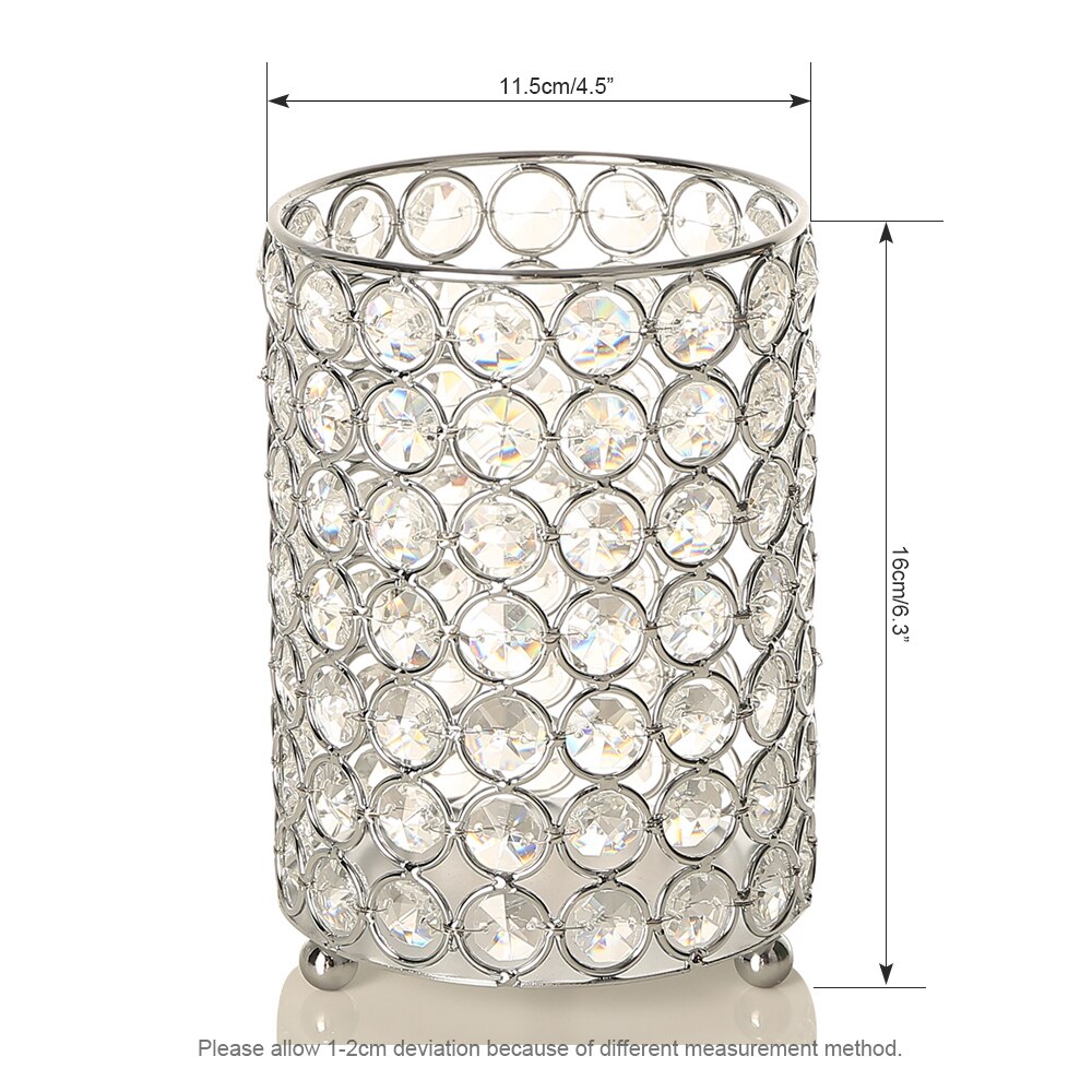 VINGIANT Crystal Cylinder Flower Vases Candle Holders for Home Wedding Table Centerpieces Halloween Decoration Handmade: Silver 7 Floor