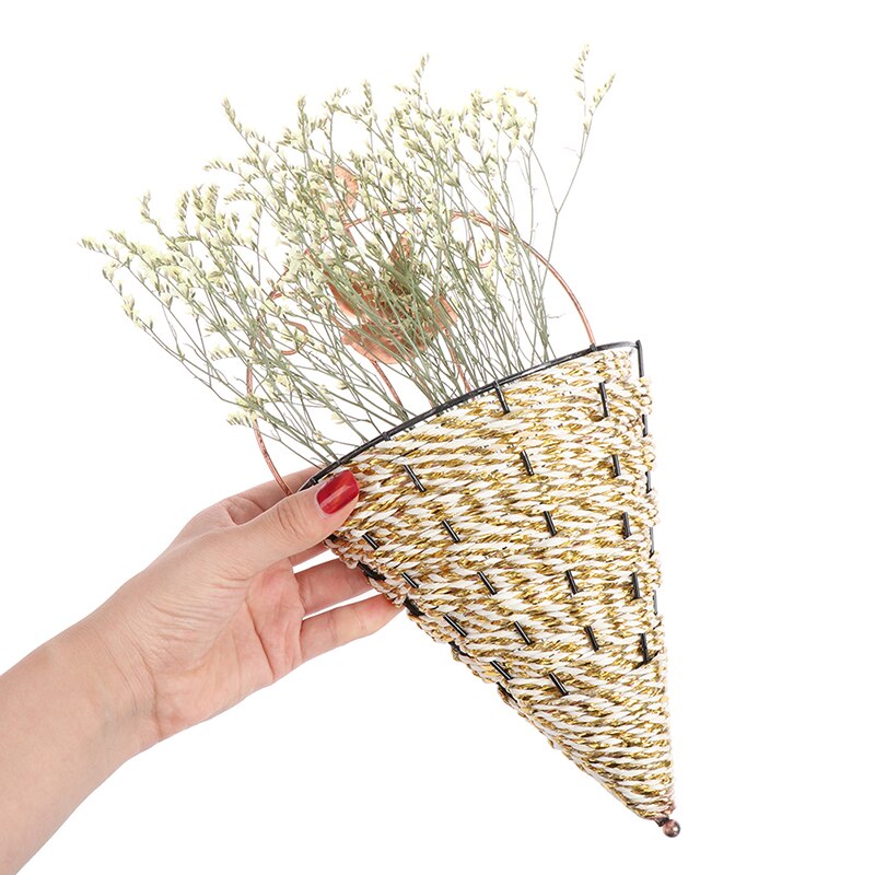 Natuurlijke rieten bloemenmand wanddecoratie pot plantenbak rotan vaas