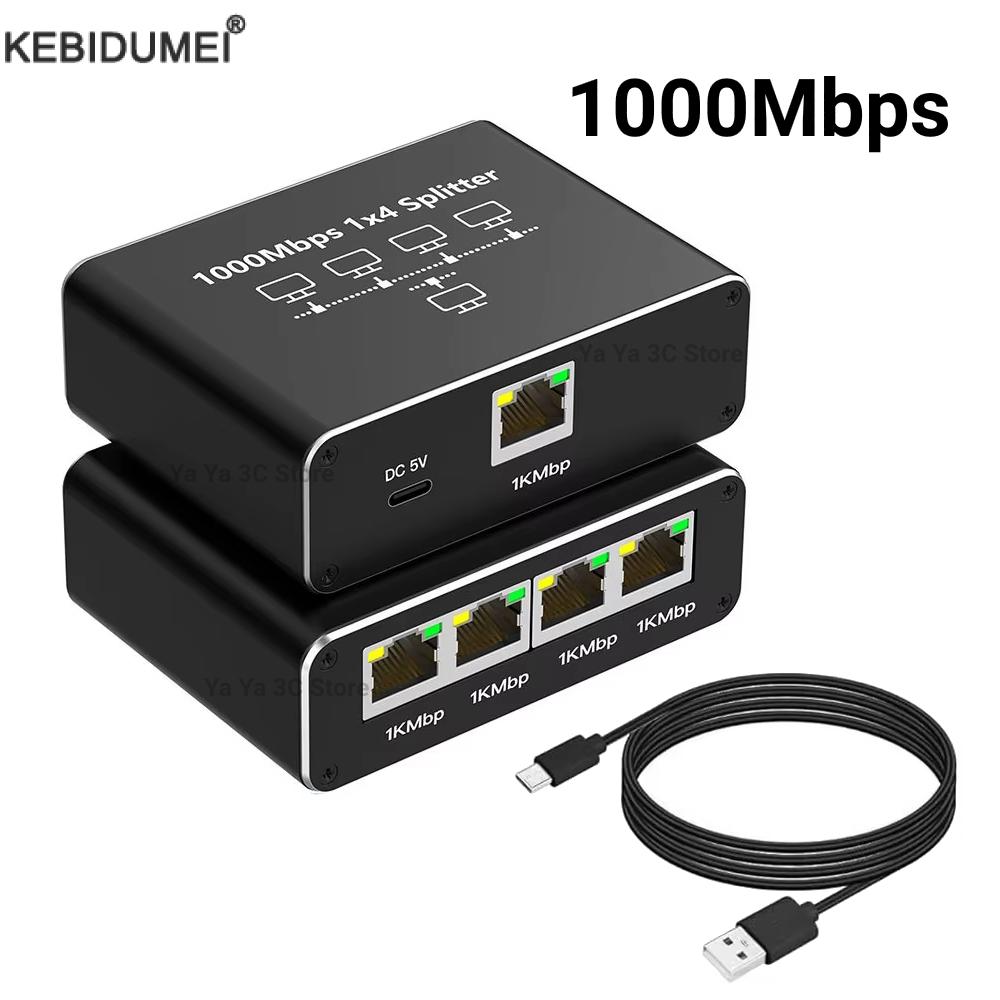 1000Mbps Ethernet Splitter 1 tot 2/3/4 Gigabit RJ45 LAN Internet Splitter Voor TV Computer Router schakelaar Set-Top Box Digitale TV
