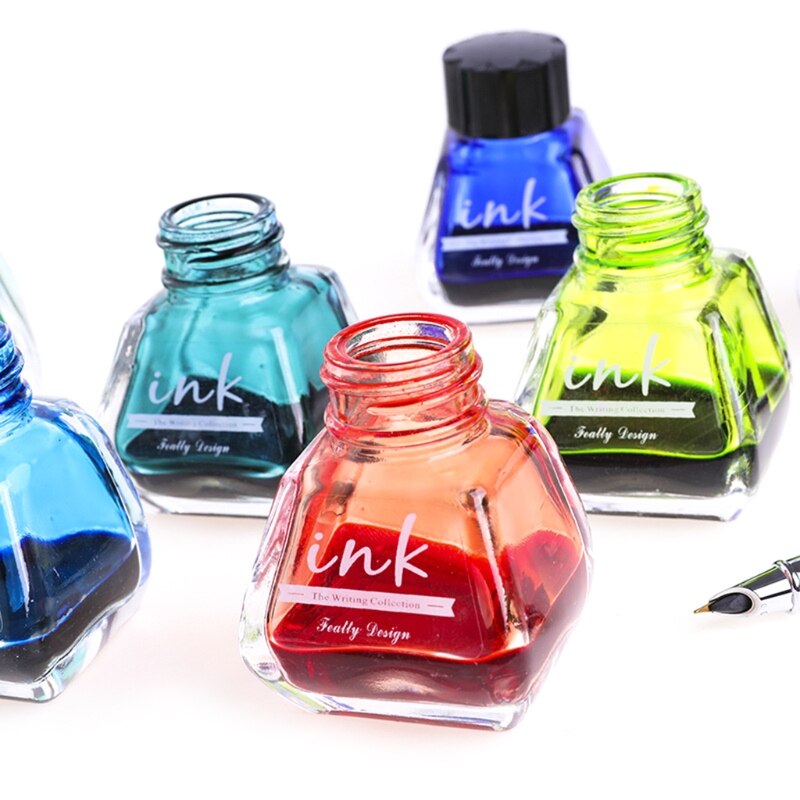 1 Bottle Pure Colorful 30ml Fountain Pen Ink Non-carbon Refilling Inks Stationery School Office Supplies