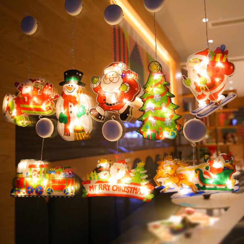 Kerstverlichting Raamstickers Opknoping Kerst Decoratie Verlichting Venster Winkel Led Zuignap Lichten Kleine Lantaarns