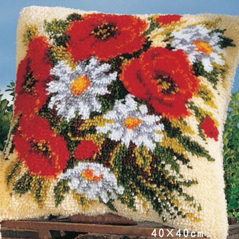 Flowers Grass Coarse Wool Latch Hook Kits DIY Cross Stitch Carpet Embroidery Plant Series Segment Embroidery DIY Rug Hooking Set
