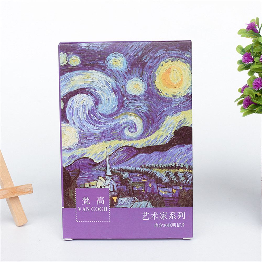30pcs Vintage Oil Painting Greeting Card Card Message Note Letter Paper Mini Postcard Birthday Letter Paper Set Envelope