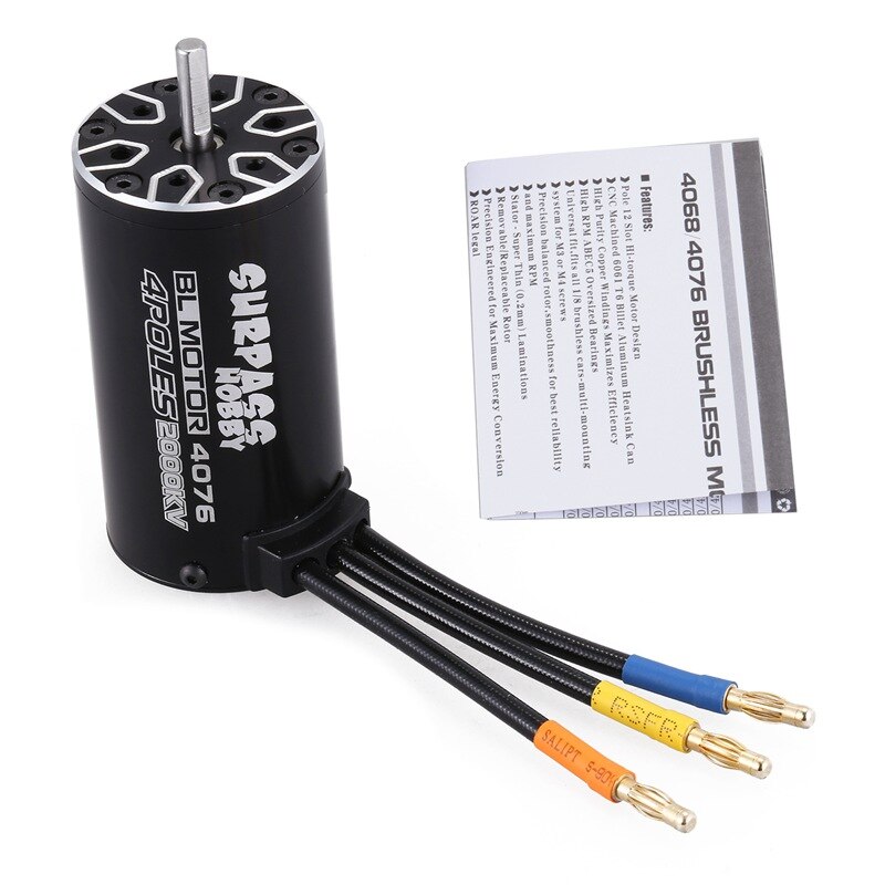 SURPASS HOBBY 4076 2000KV 135A 4P Sensorless Brushless Motor for 1/8 RC Monster Truck Car