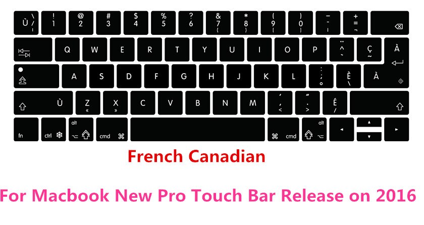 US/ue silikonowy Colemak Dvorak francuski hebrajski klawiatura pokrywa skóry dla Macbook 2017 nowy Pro 13 "A1706 15" A1707 z dotykowym paskiem: French Canadian