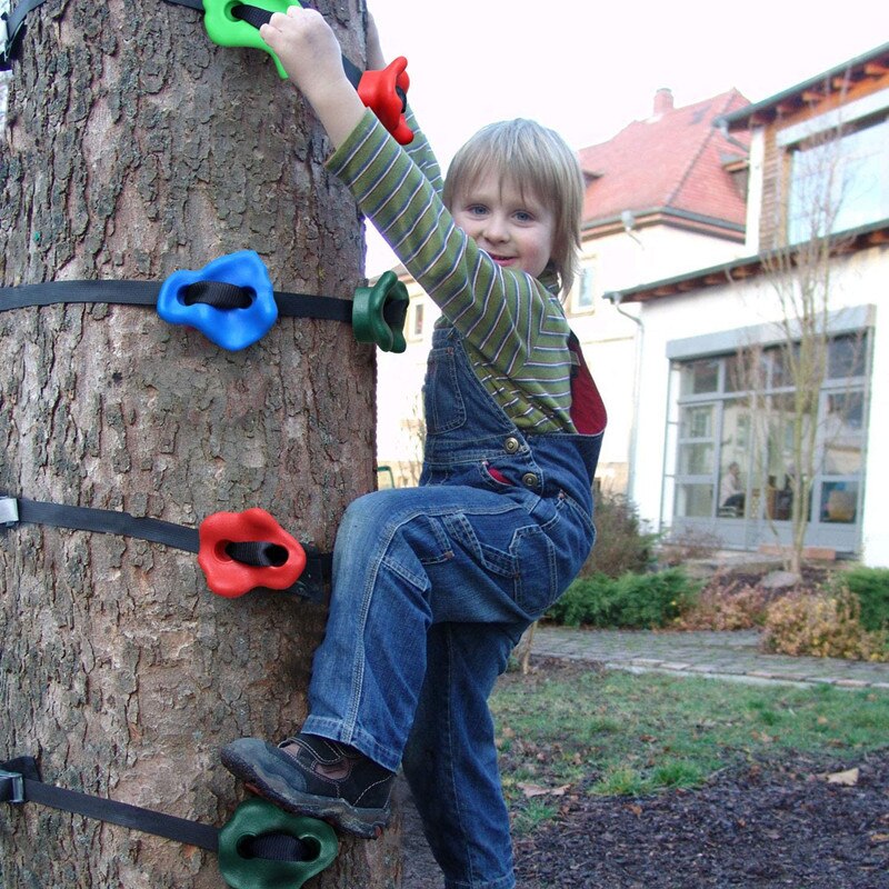 Rock Tree Climbing Suit 6Ninja Tree Climbing Holds with 3Ratchet Straps for Kids Adult Ninja Warrior Obstacle Training