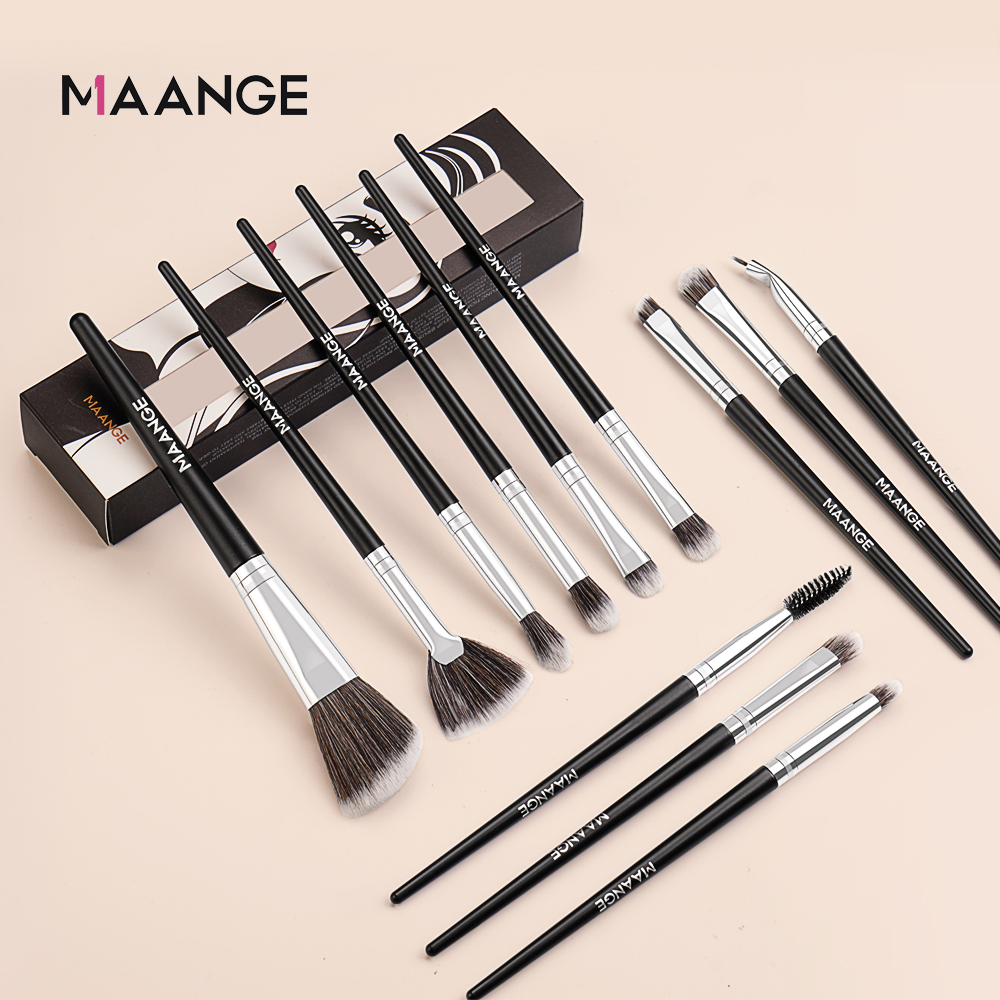 MAANGE – ensemble de pinceaux de maquillage professionnels noirs, fard à paupières, Eyeliner, mélange, correcteur, bon marché, Kit de maquillage complet avec boîte