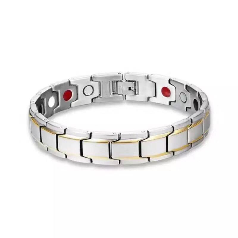 Gezondheidszorg Gewichtsverlies Magnetische Therapie Elemental Armband Artritis Pijn Gezondheid Energie Bio Magnetische Mannelijke Sieraden Cadeau: Silver Gold