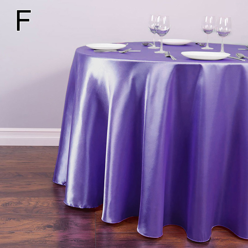 Mantel redondo de satén de 145cm, cubiertas de mesa de Color sólido para boda, cumpleaños, de Navidad, mantel redondo, decoración del hogar: violet