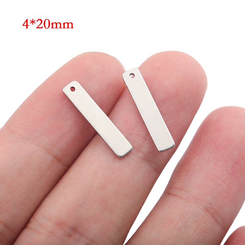 20 stuks roestvrijstalen rechthoekige metalen stempelplaten, labels, platte staafbedels, hangers, doe-het-zelf sieraden, 4 x 40mm 4 x 25mm 9 x 40mm: 420mm