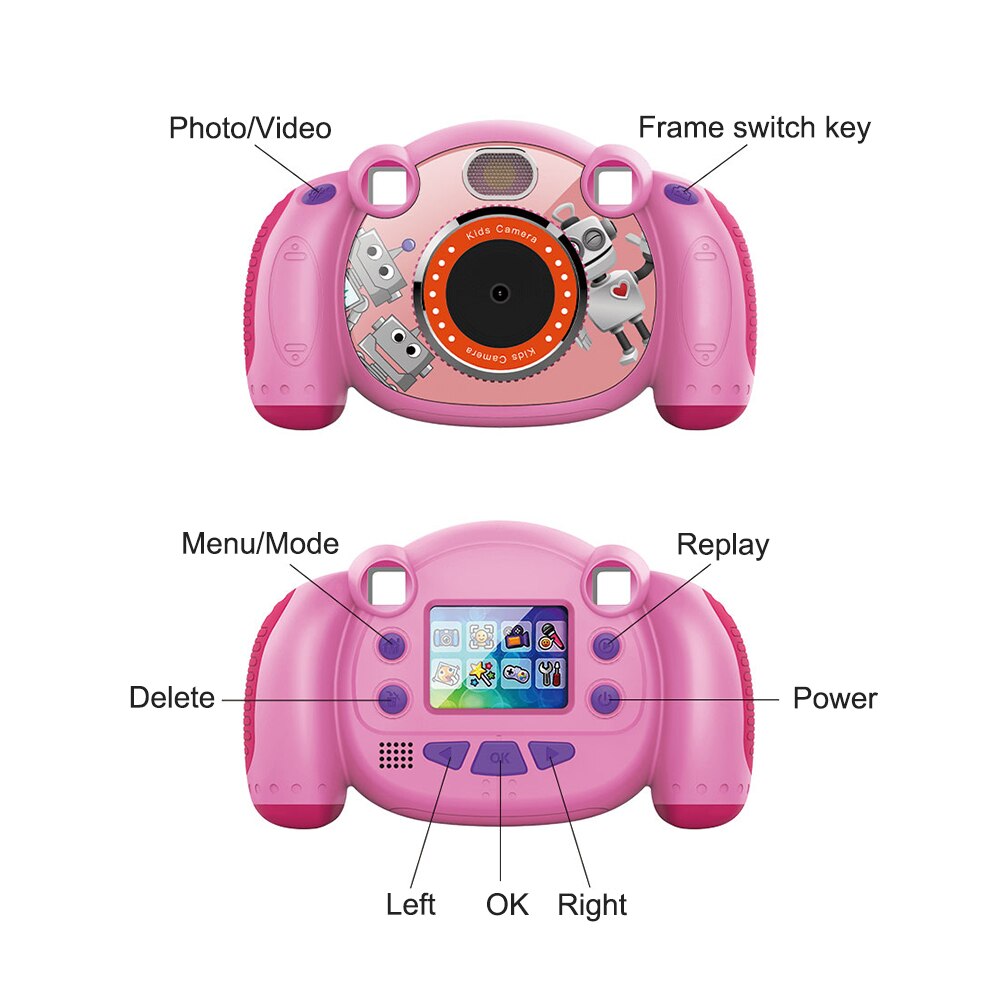 Mini Kids Camera Children Camcorders HD 2&#39;&#39; Screen with SD Card Mic Non-Slip and Anti Kid Cameras for Girls &amp; Boys