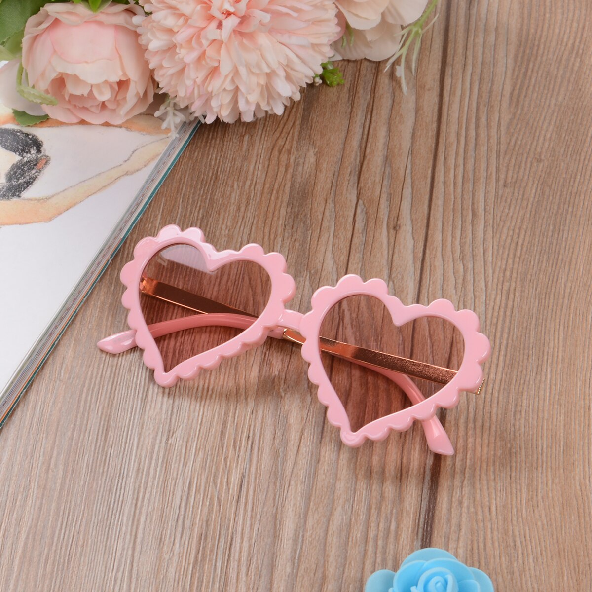 Focaliser 6 couleurs infantile garçon fille lunettes de soleil solide amour motif lunettes de soleil lunettes de soleil enfant lunettes de plage lunettes