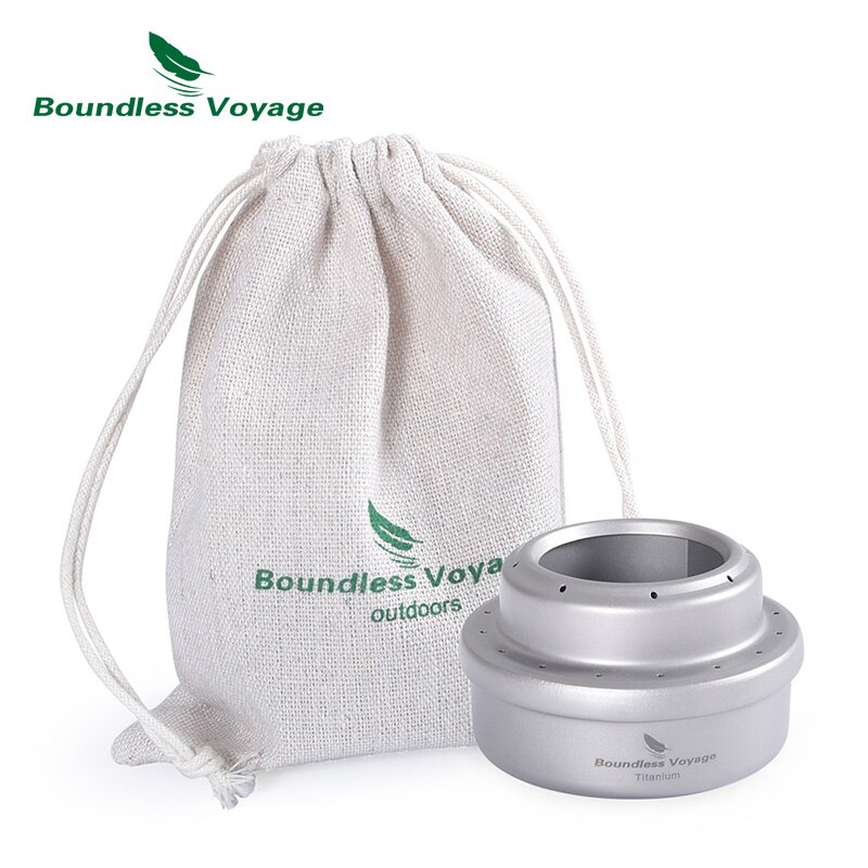 Boundless Voyage Titanium Spirit Stove Camping Alcohol Oven Outdoor Mini Burner Ultralight Portable Furnace with Stand and Sack